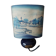 Ceramic lamp, Montclus art workshop, silk lampshade, hand painted