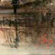 Oil on canvas, "Riverside at sunrise" signed J.Bain