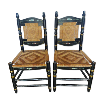 Paire de chaises mexicaines sisal tressé