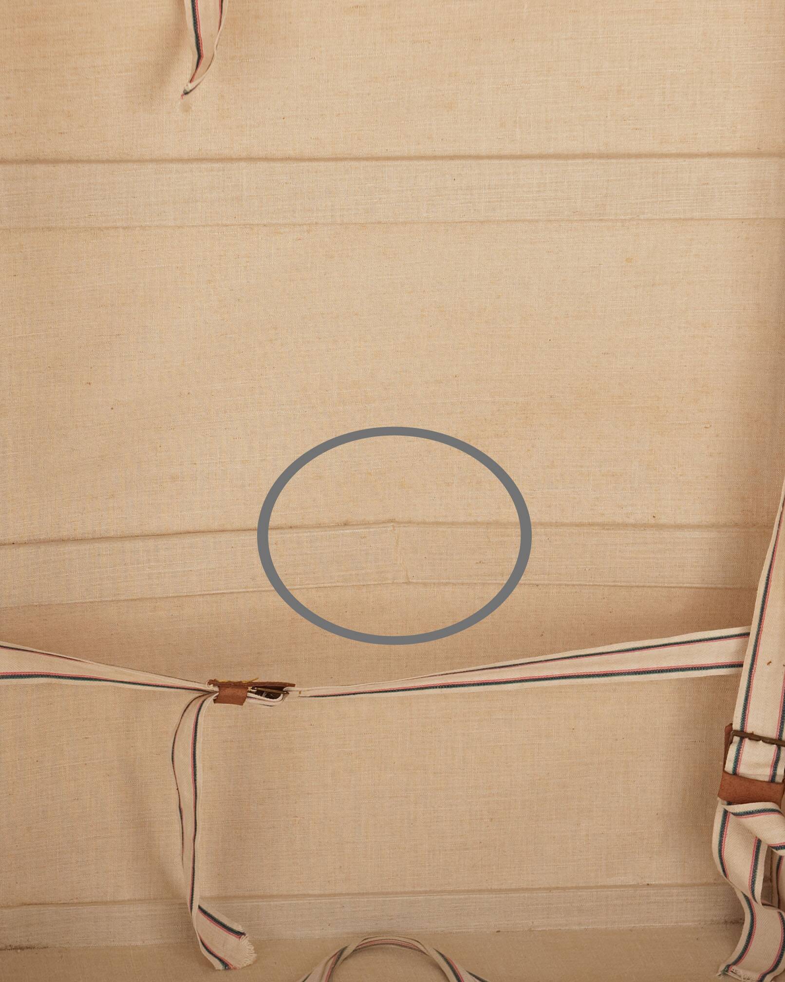 Anc Large cabin trunk in khaki canvas with a snakeskin effect, wood & brass