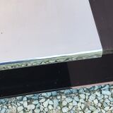 Coffee table from the 70s in chromed steel and smoked plexiglass double swivel trays