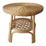 Rattan and bamboo side table