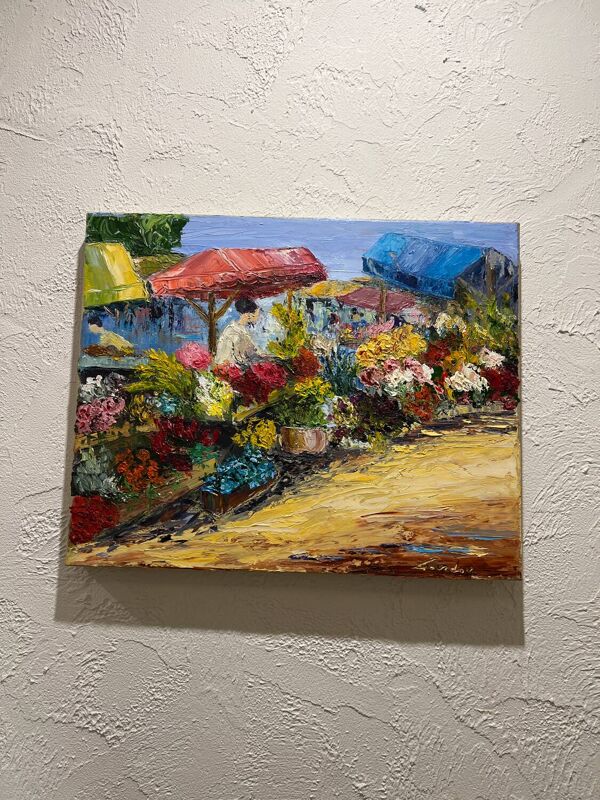 Peinture à l’huile « Marche aux fleurs »