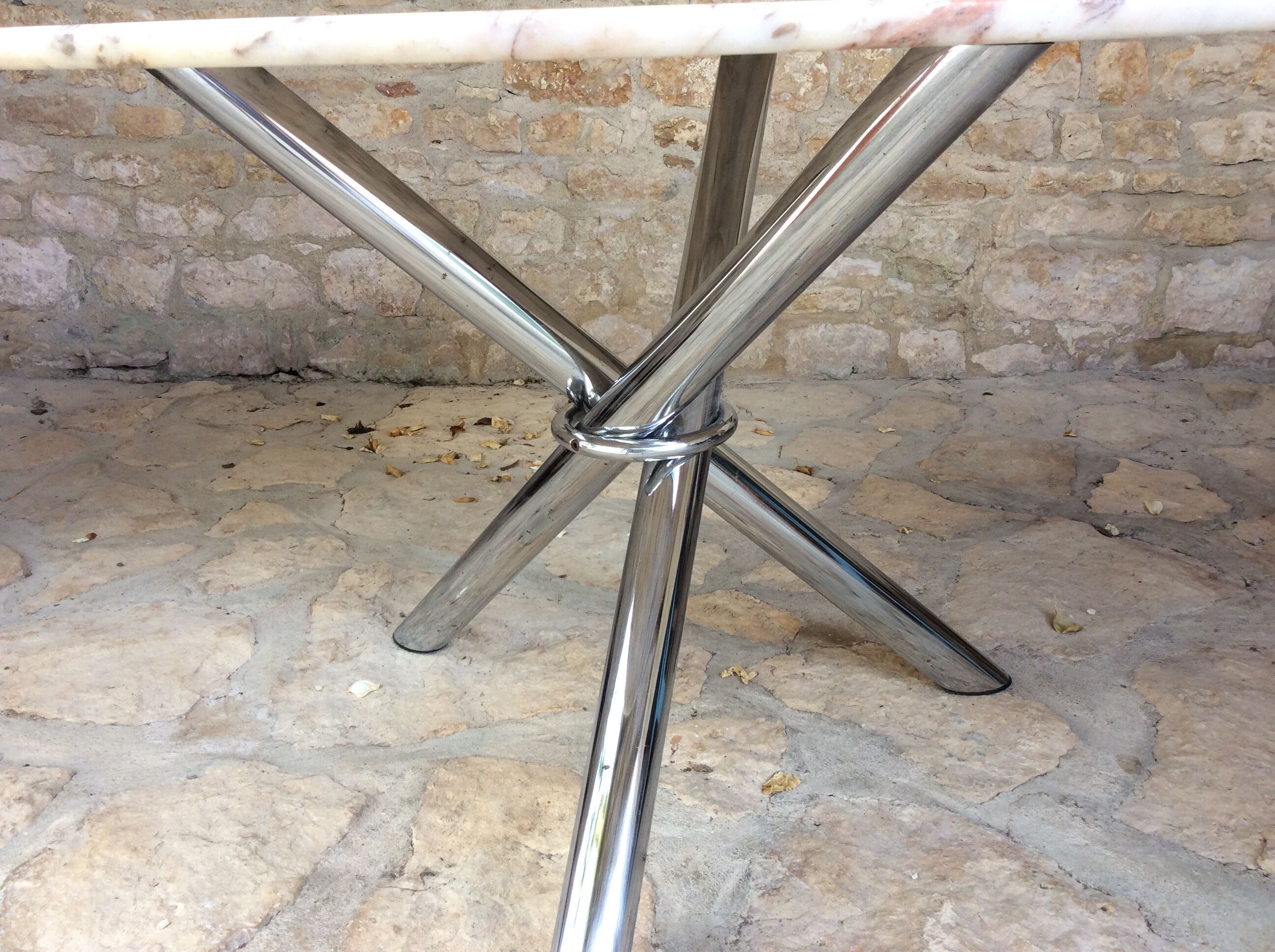 Design table Chrome vintage 70s marble and feet