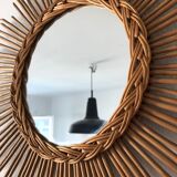 Rattan sun mirror 50x50cm 1960