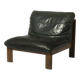 Sling chair in wood and green leather, germany, 1970s