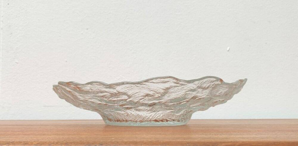 Vintage frosted glass bowl, 1970s.