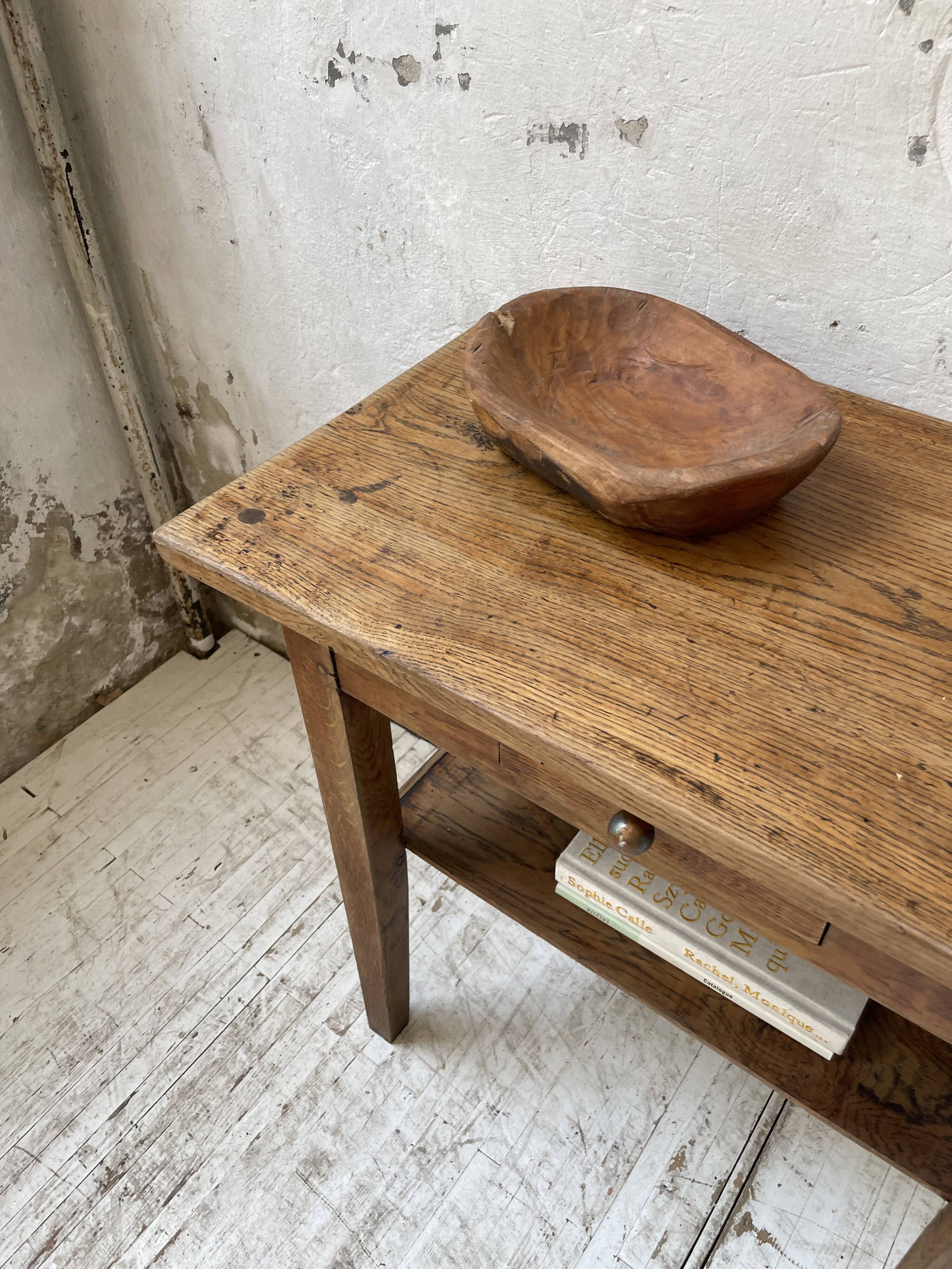 Oak console side table