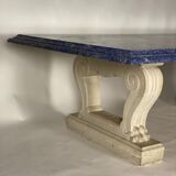 Blue granite table azul bahia and pierre limoneuse circa 1980