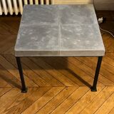 Gray square table in cement and metal by Julie Prisca