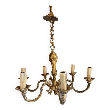 Louis XV chandelier in gilded bronze – 6 lights – rewired electricity