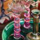 Set of two vintage Murano glass palm tree candle holders