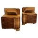 Art Deco bedside tables from the 1930s in walnut finish, Czechoslovakia.