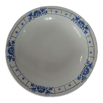 Plat  creux ancien faience saint amand décor  bleu fleurs