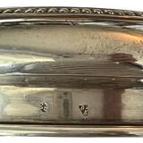 Silver-plated metal caviar service and 12 silver Minerva goblets, circa 1900