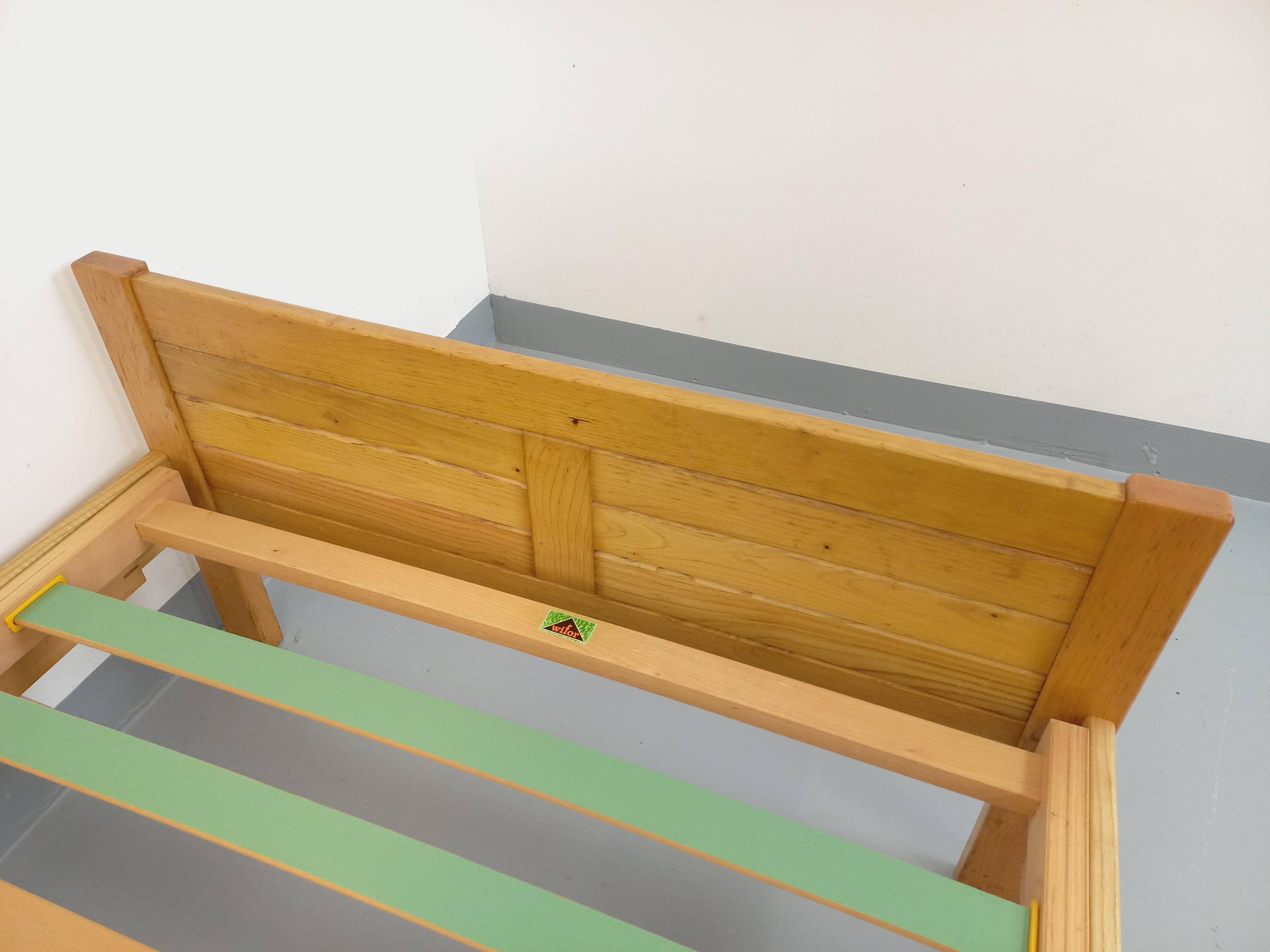 Vintage Mountain Design Les Arcs bed in ash wood from the 60s 70s