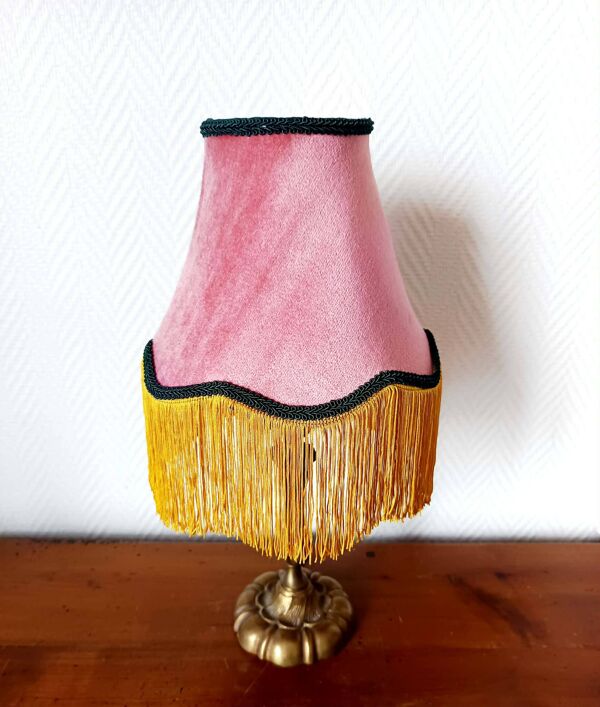 Lampe Art nouveau, abat-jour couture à franges