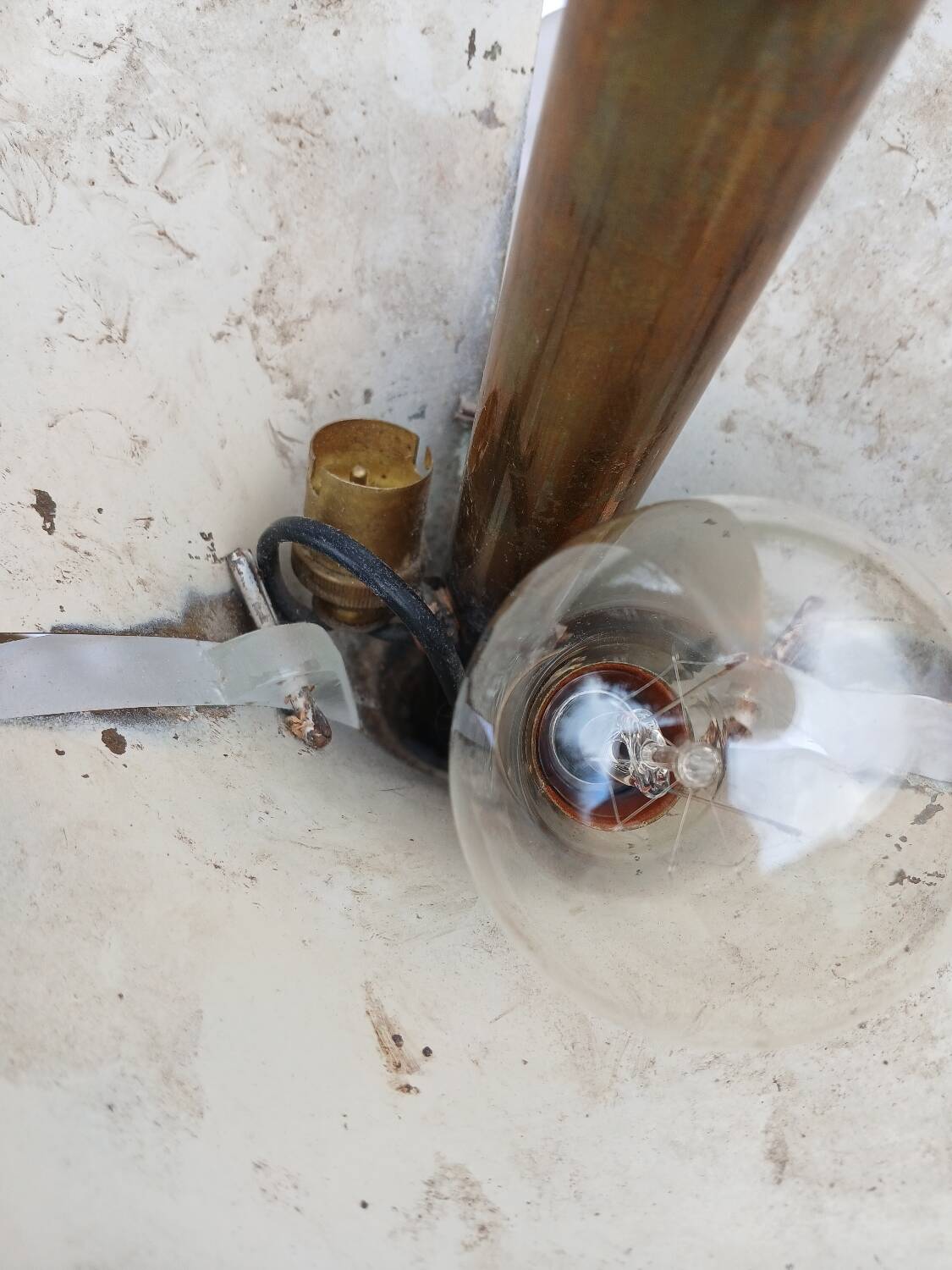 Antique Art Deco brass and glass chandelier