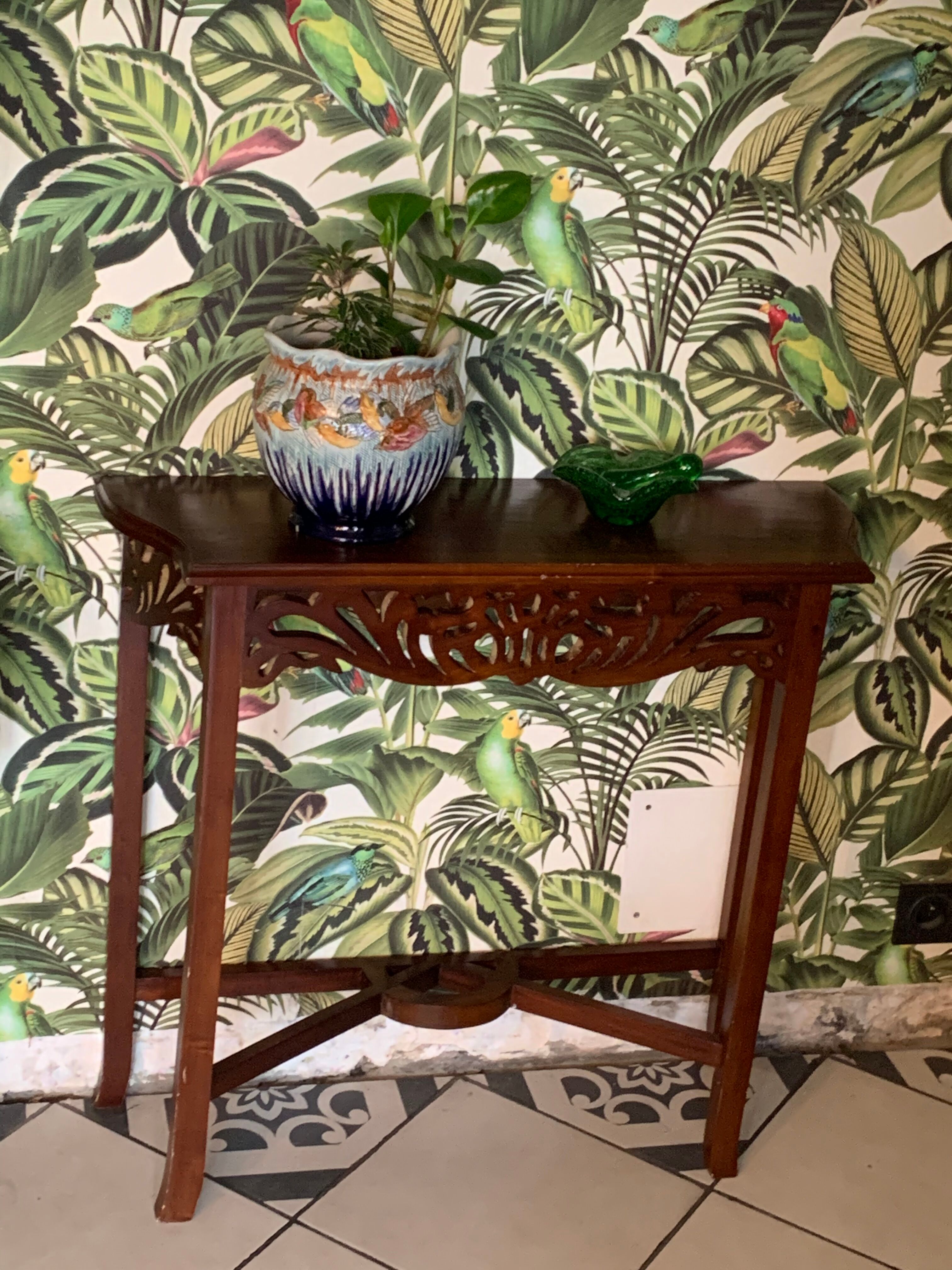 Vintage carved wooden console and aesthetics