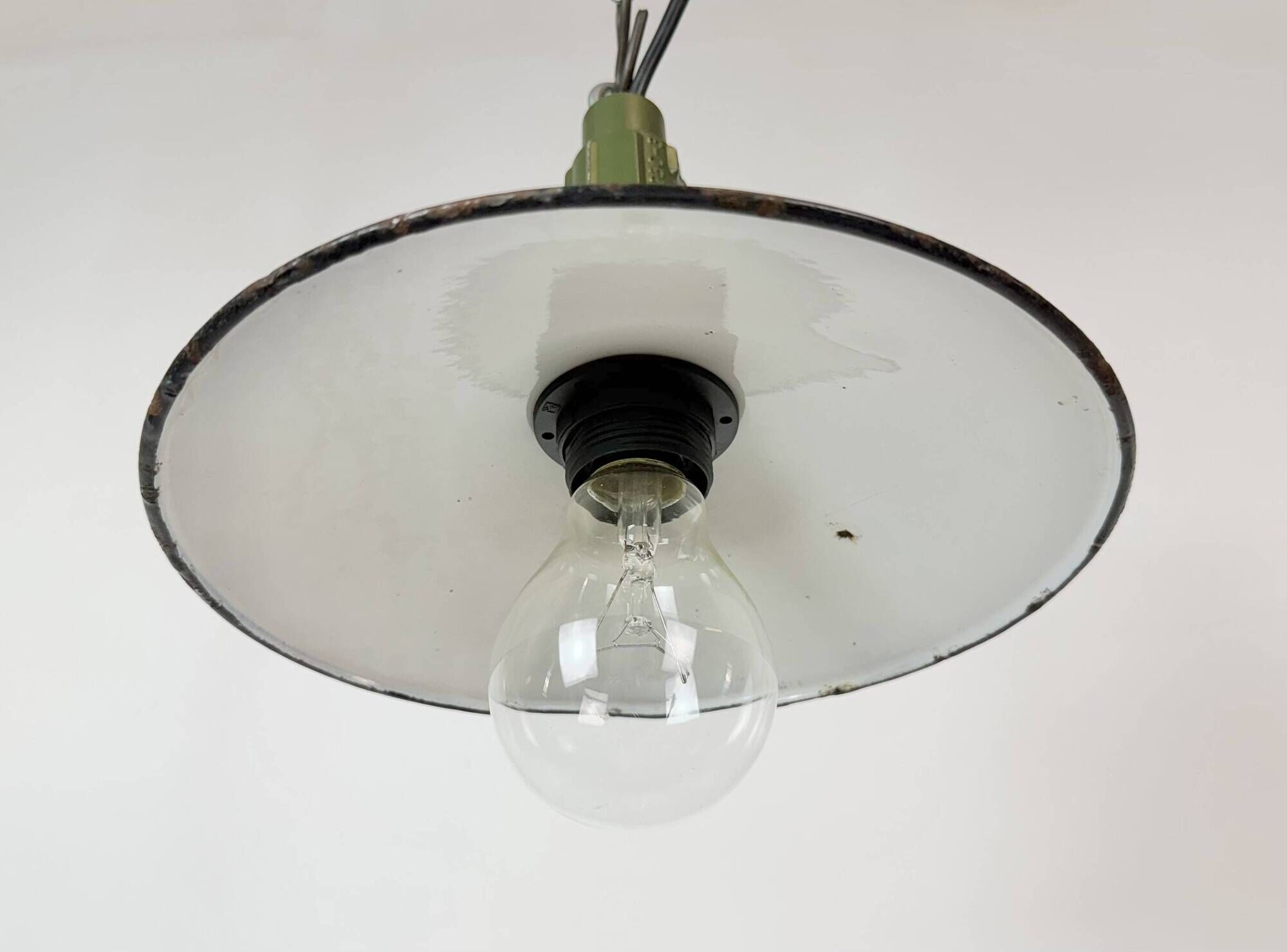 Industrial Blue Enamel Military Pendant Lamp with Cast Aluminium Top, 1960s
