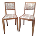 Pair of vintage solid wood chairs with upholstery – 1960