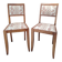 Pair of vintage solid wood chairs with upholstery – 1960