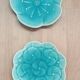 Pair of vintage turquoise flower bowls LBMDJ – 60s/70s