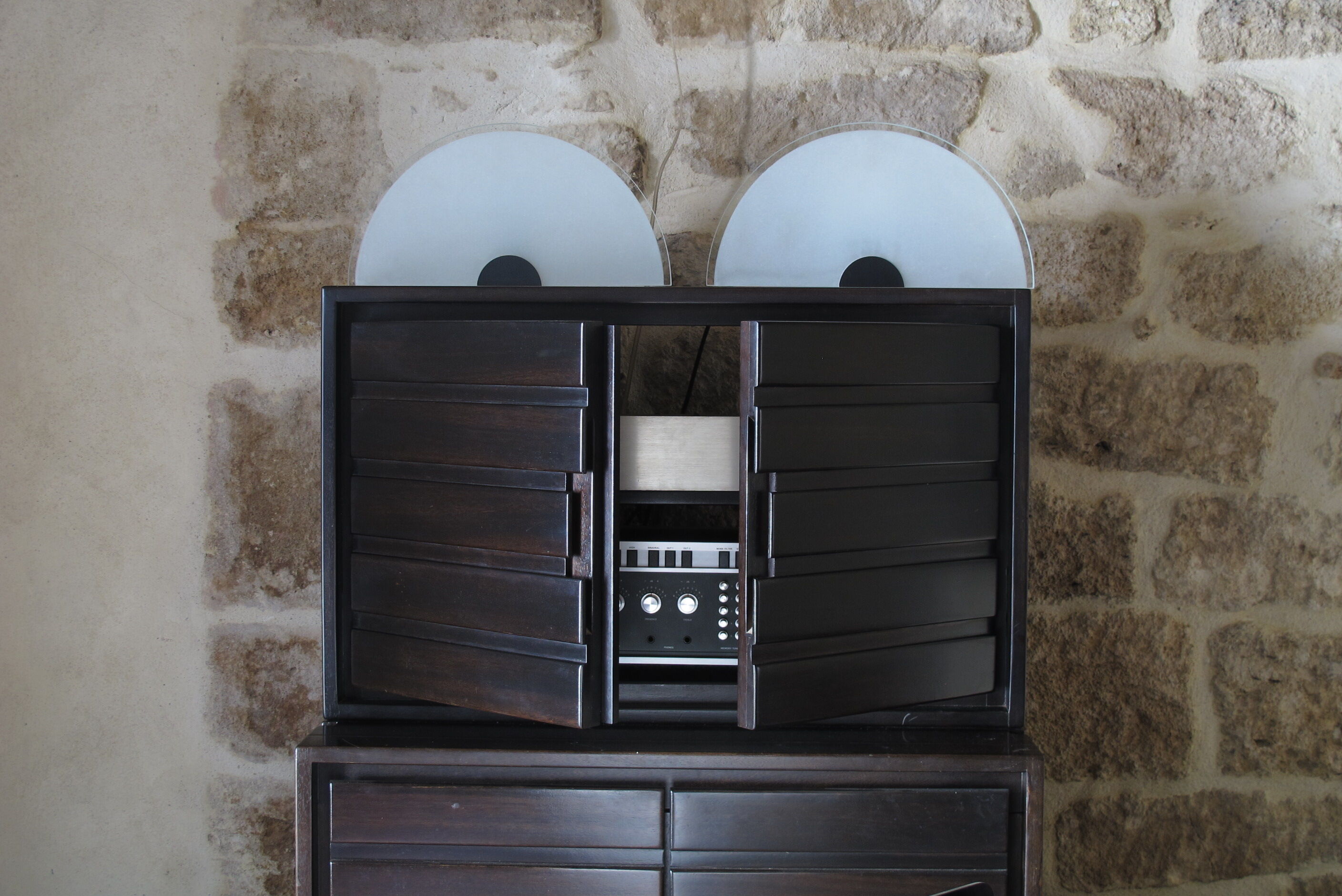 Solid two-door iroko bar furniture