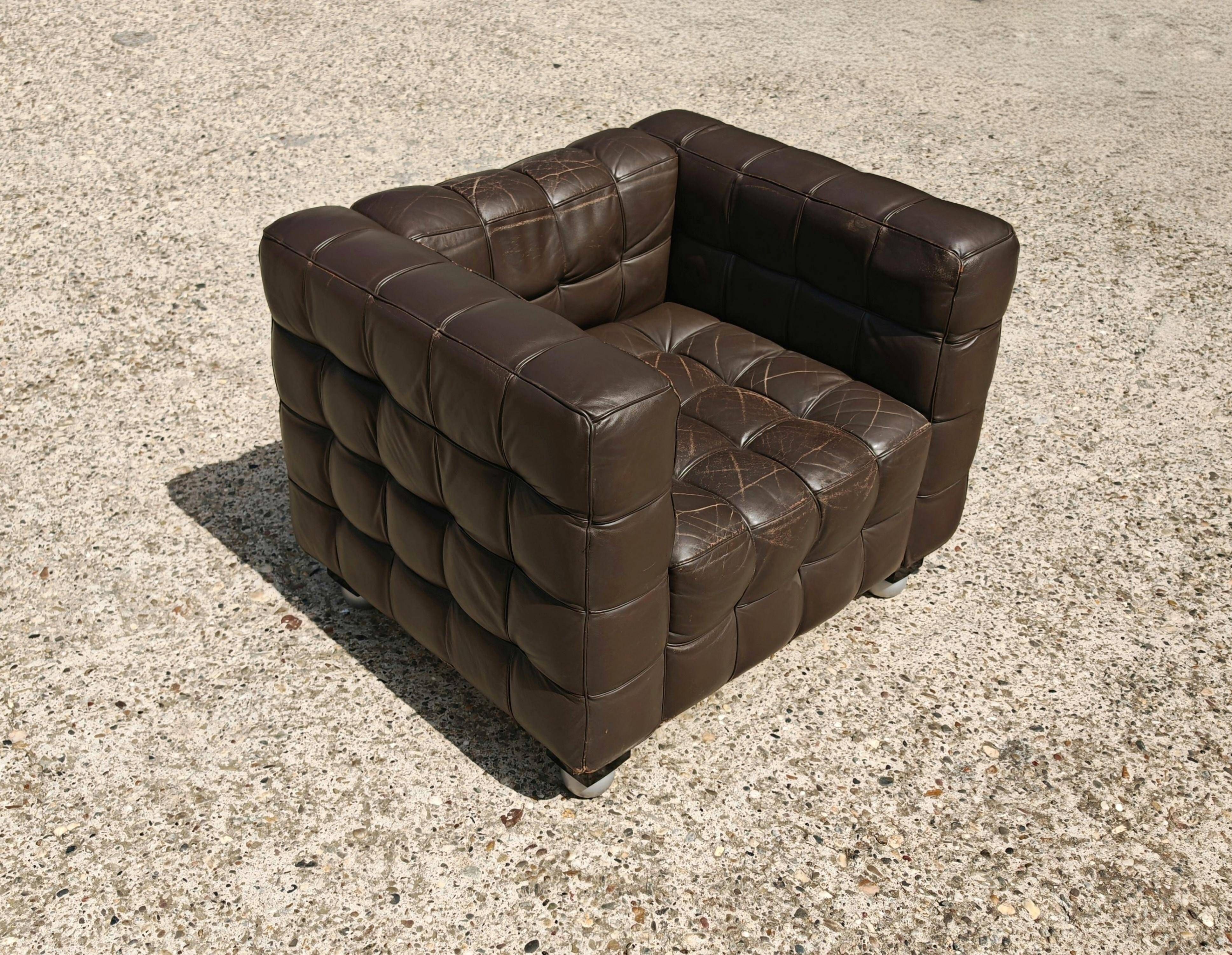 Fauteuil Vienna Secession Kubus par Josef Hoffmann, fabriqué par Wittmann