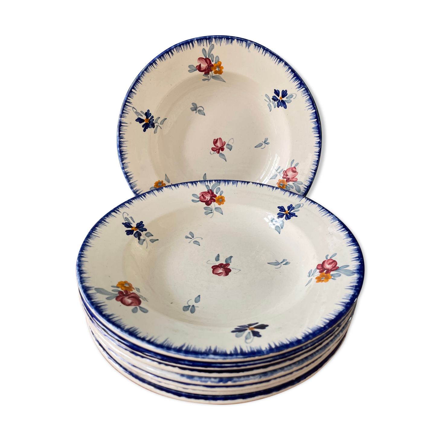 Set of 8 hollow plates model "Dannemarie" Sarreguemines
