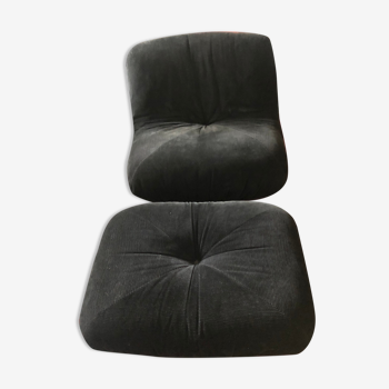 Fauteuil vintage airborne années 70 et pouf