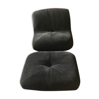 Vintage armchair airborne 70s and ottoman