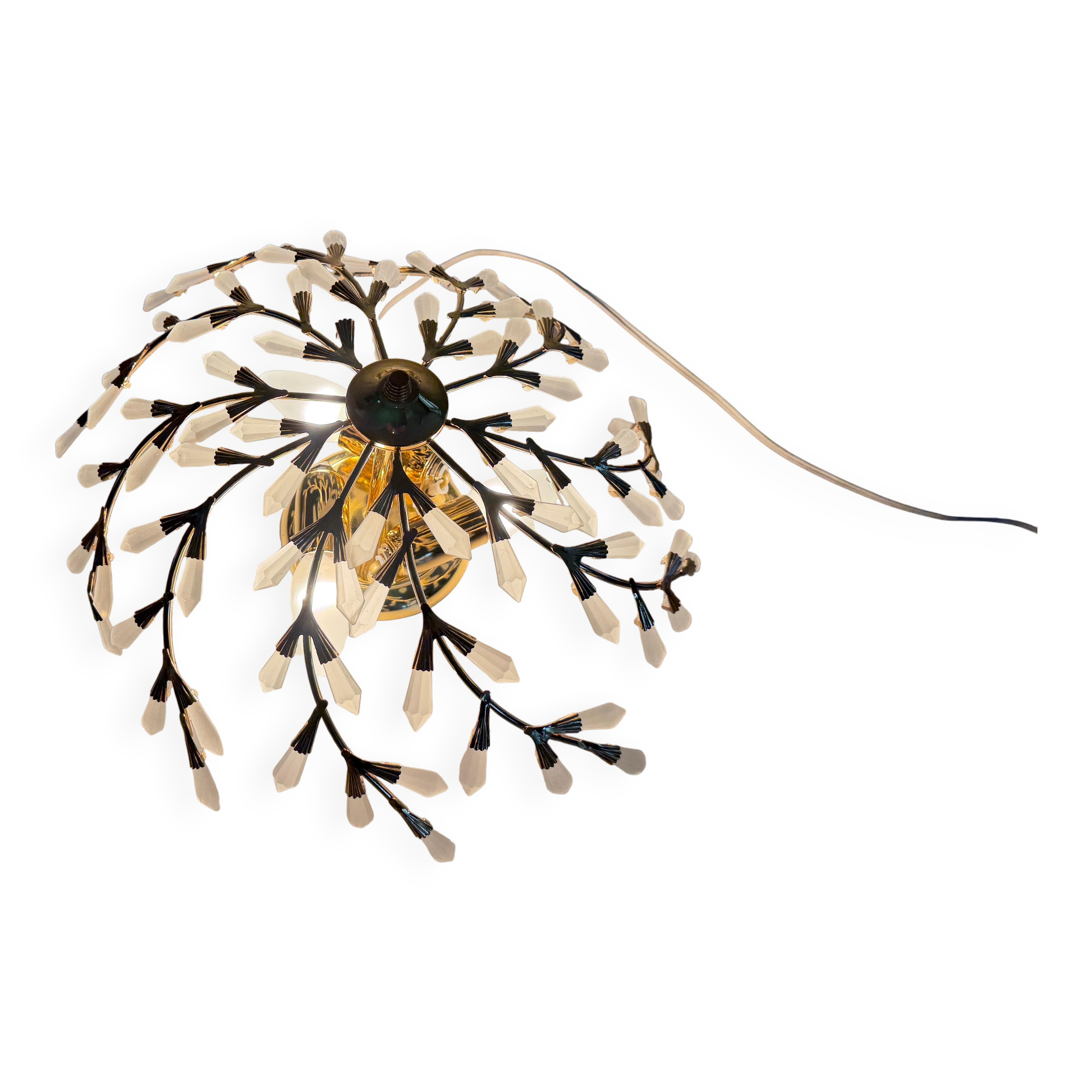 Flush mount Flower Design in crystal glass and gilded metal, 1980s, Germany