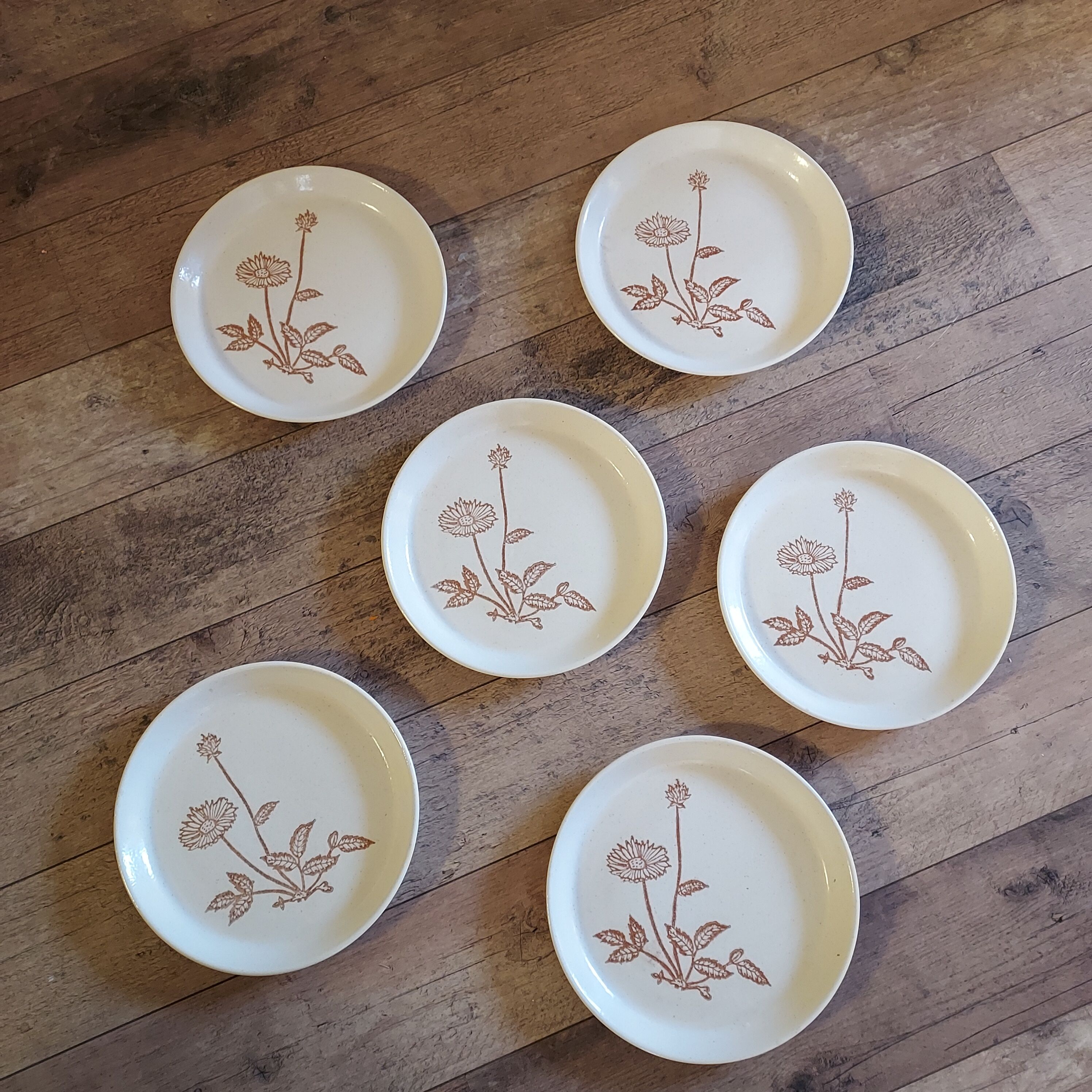 6 plates in light sandstone