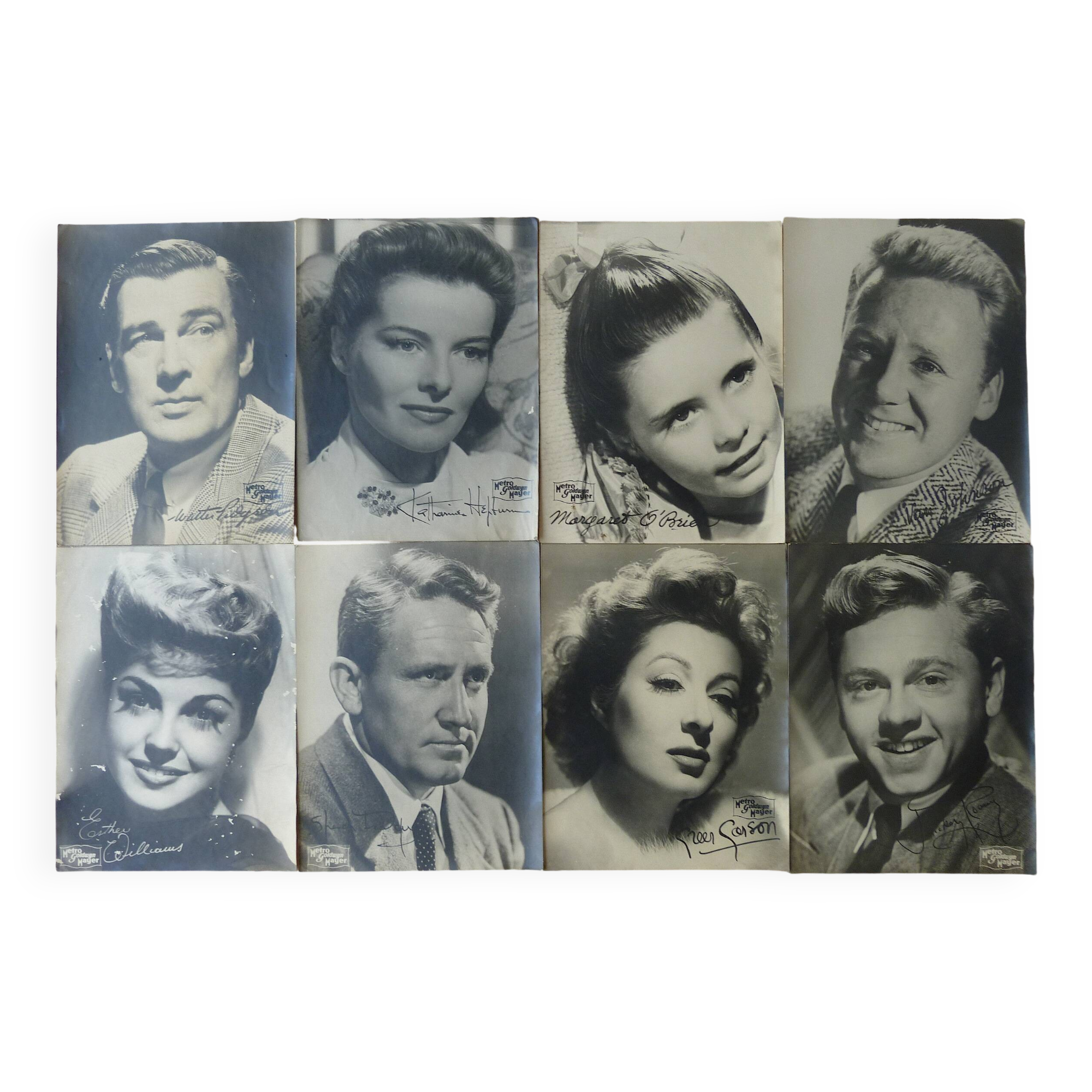 8 vintage autographed photos of American stars Metro Goldwin Mayer