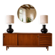 Pair of vintage modernist black lamps from the 1970s.