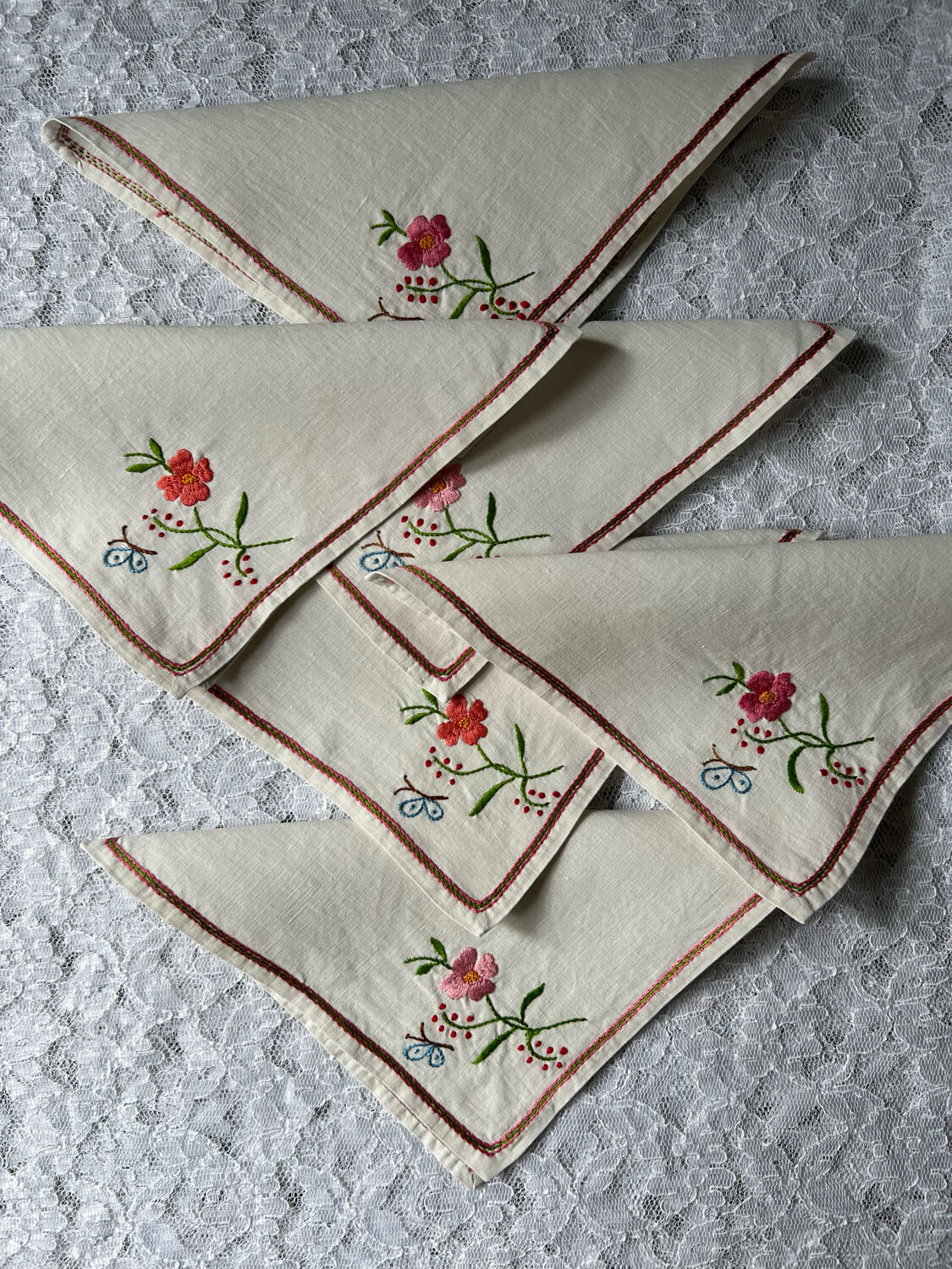 12 embroidered tea towels