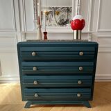 Vintage chest of drawers - 1950s - marble - midnight blue