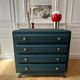 Vintage chest of drawers - 1950s - marble - midnight blue