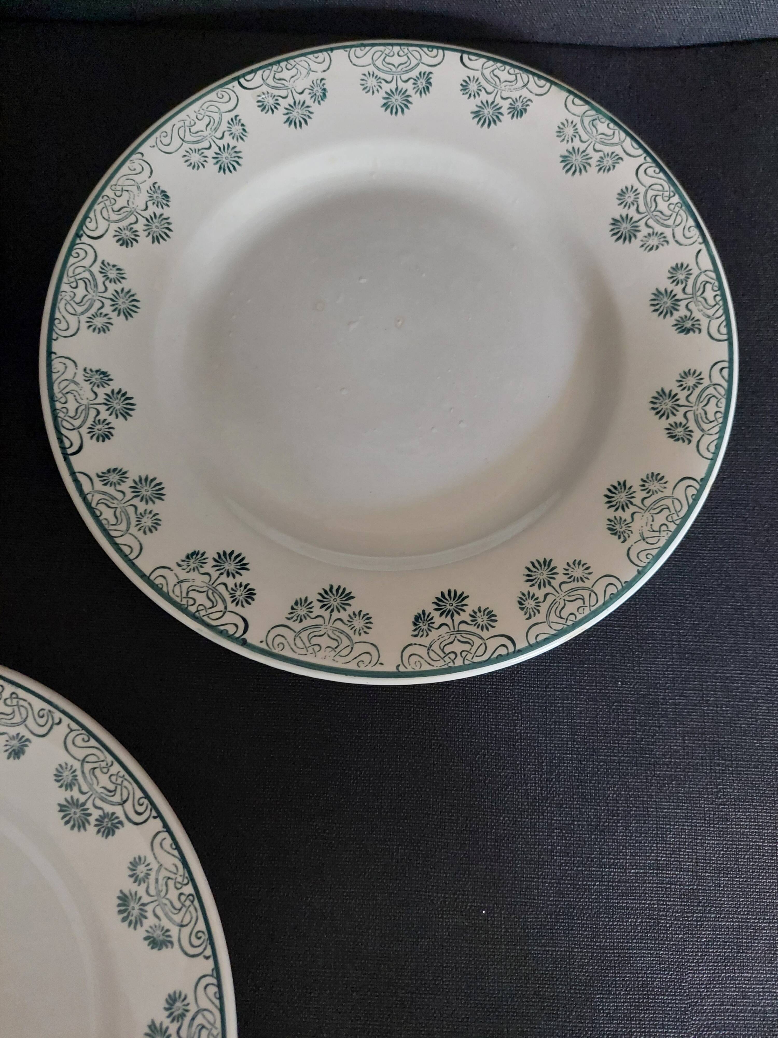 Flat plates in Digoin & Sarreguemines ironstone earthenware