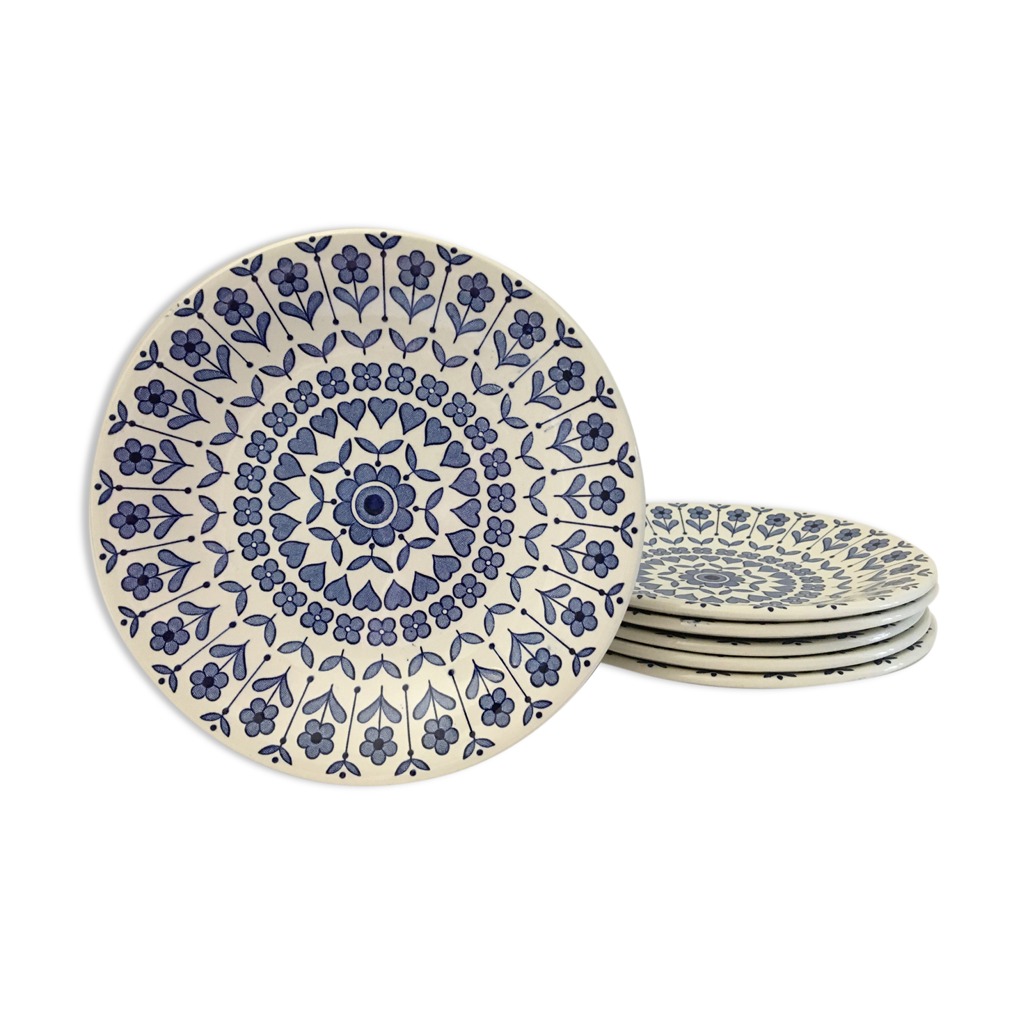 Set of 6 dessert plates of the English pottery "Barratts de Staffordshire" model "Nottingh"