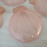 8 pink glass scallop shell bowls