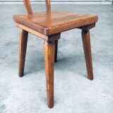 French Folk Art Rustic Dining Chair Set in Oak, 1940s, Set of 6