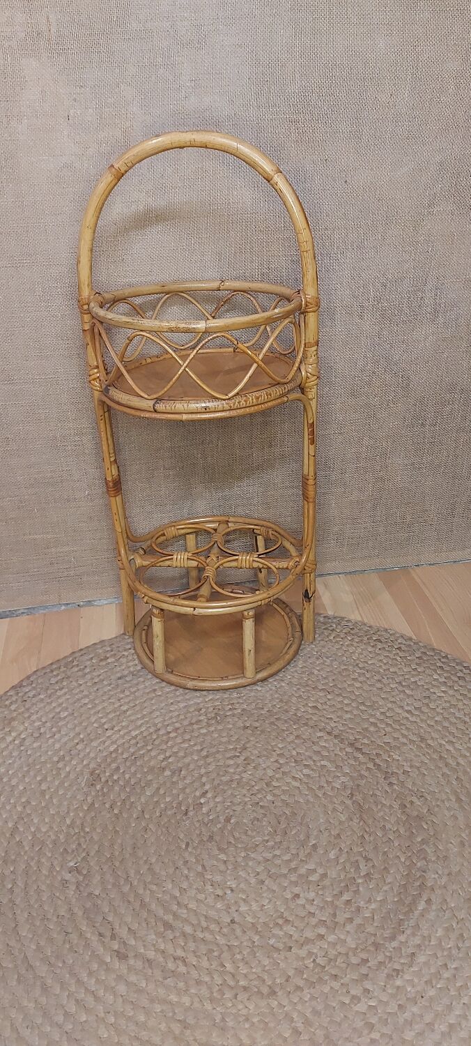 Porte bouteille en rotin vintage - Ameublement