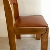 Leather and wood chair 70's