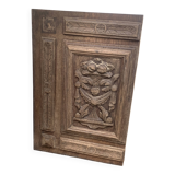 Porte de placard, panneau décoratif en bois coupé de fruit sculpté ancien