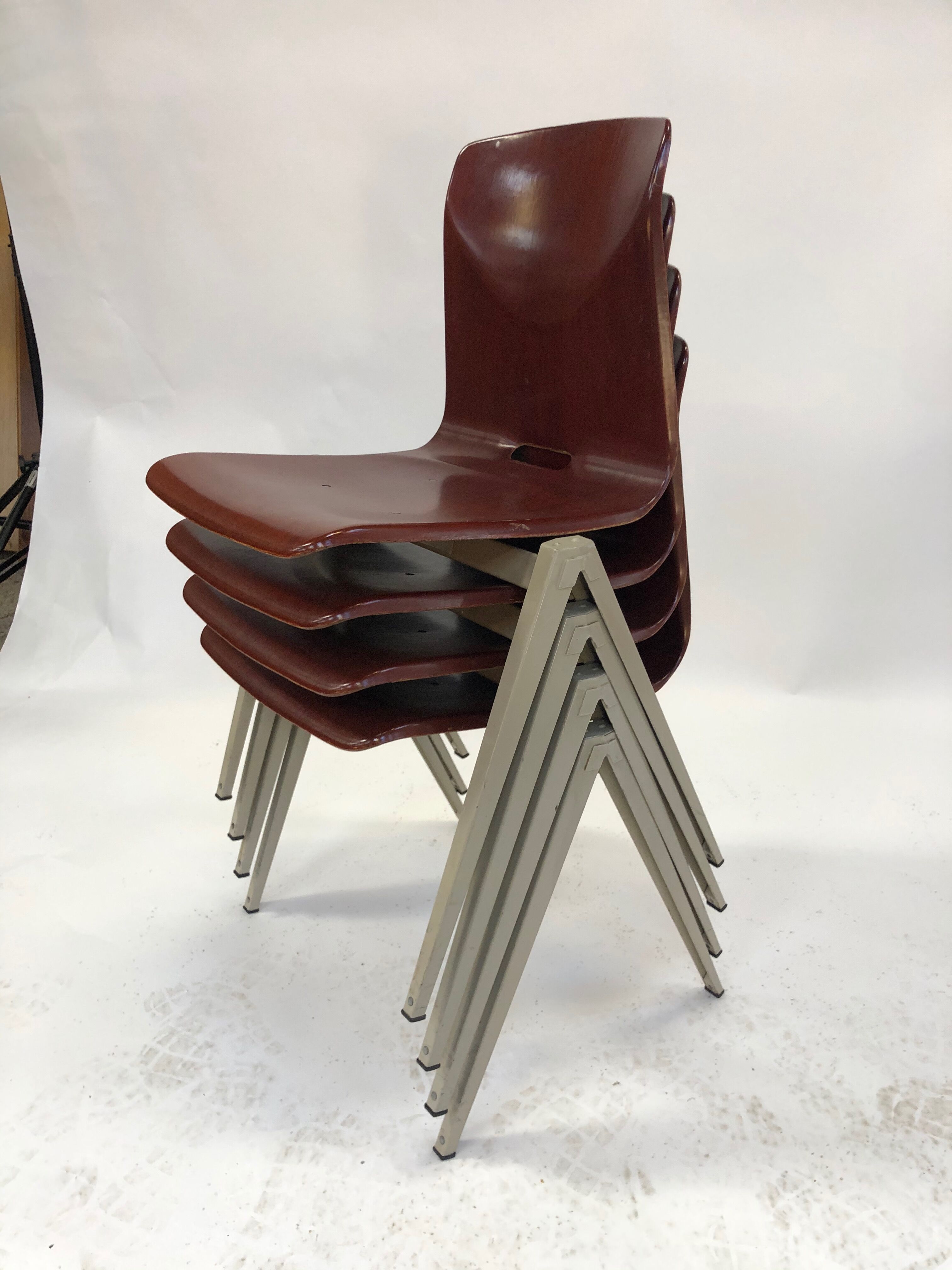 Lot of 4 vintage chairs Galvanitas S22 in the Netherlands