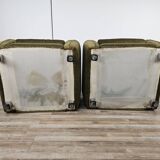 Pair of vintage armchairs from the 70s in green fabric, 1970
