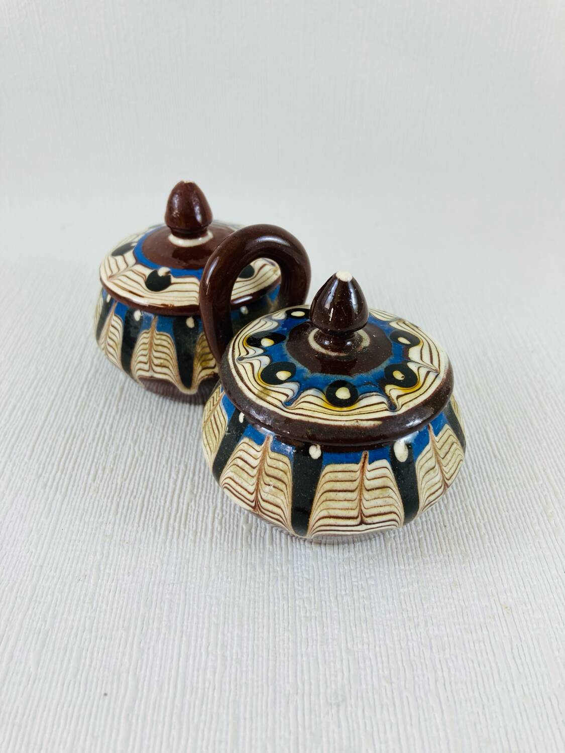Saleron Double Covered Salt and Pepper Terracotta Glazed Bulgarian Monas