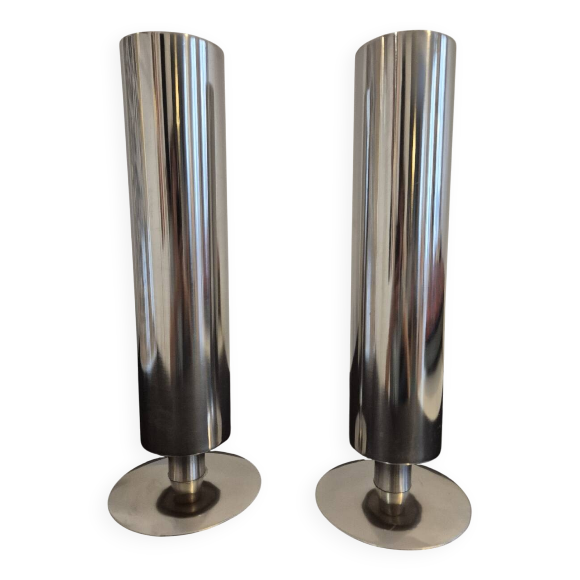 70s chrome metal vases